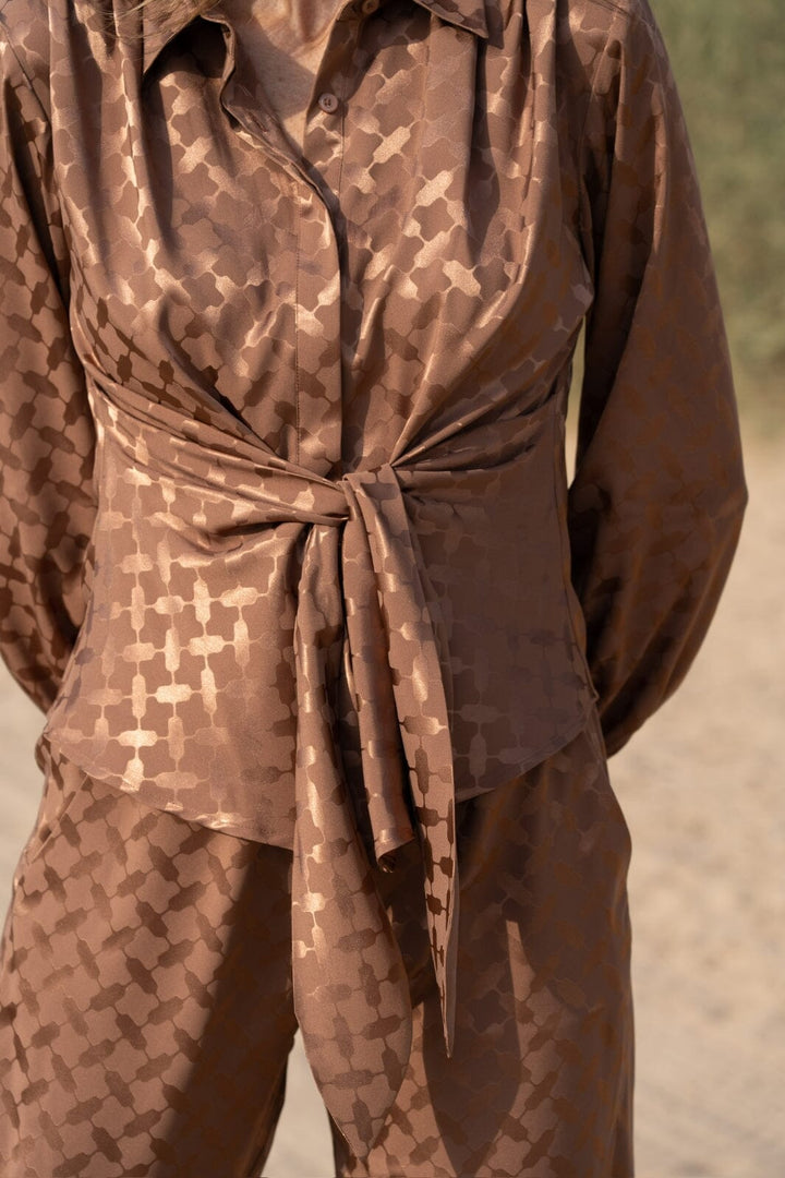 Karmamia - Lee Shirt - Camel Keffiyeh Jacquard