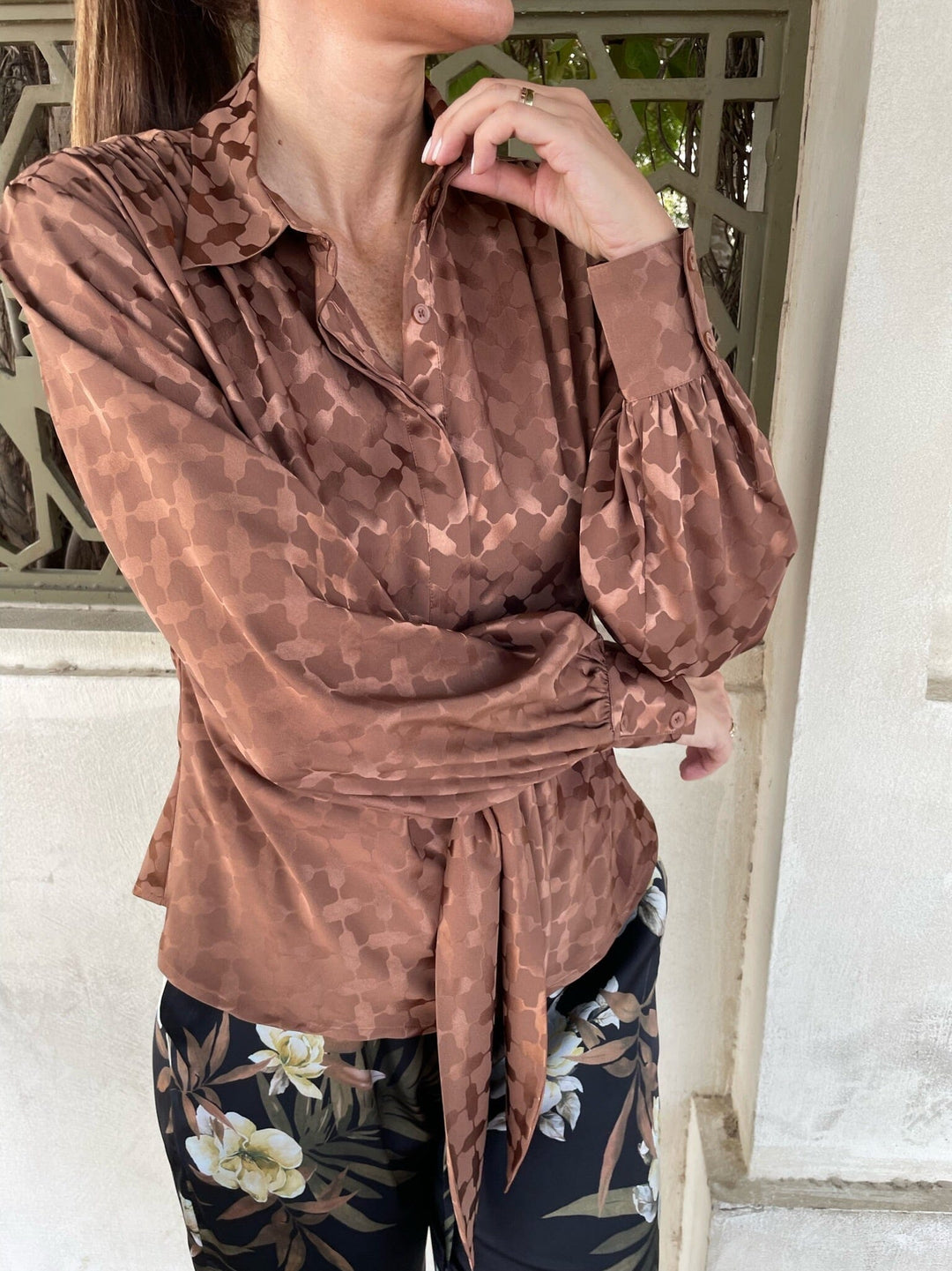 Karmamia - Lee Shirt - Camel Keffiyeh Jacquard