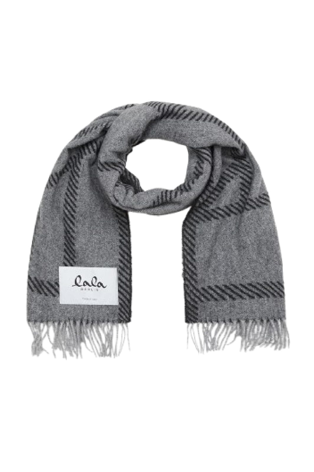 Lala Berlin - Scarf Svea 10015450 - Light Grey Melange/Black
