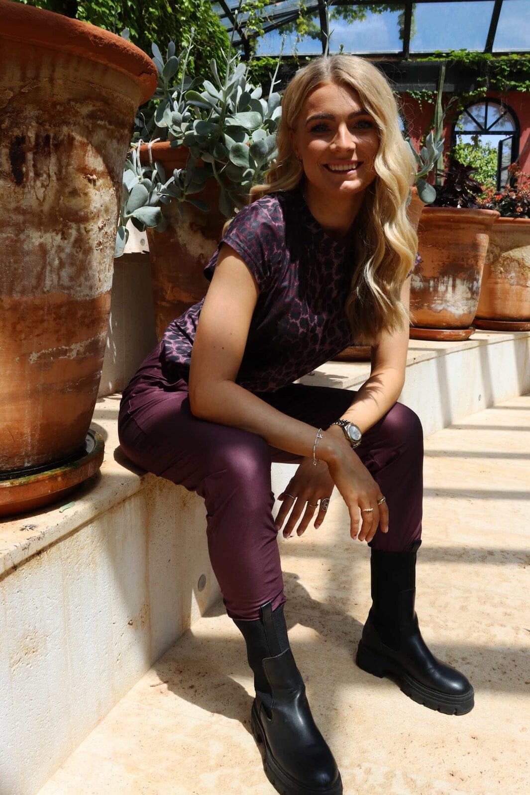 Liberte - Alma-U-Tshirt 9581 - Bordeaux Lux Leo T-shirts