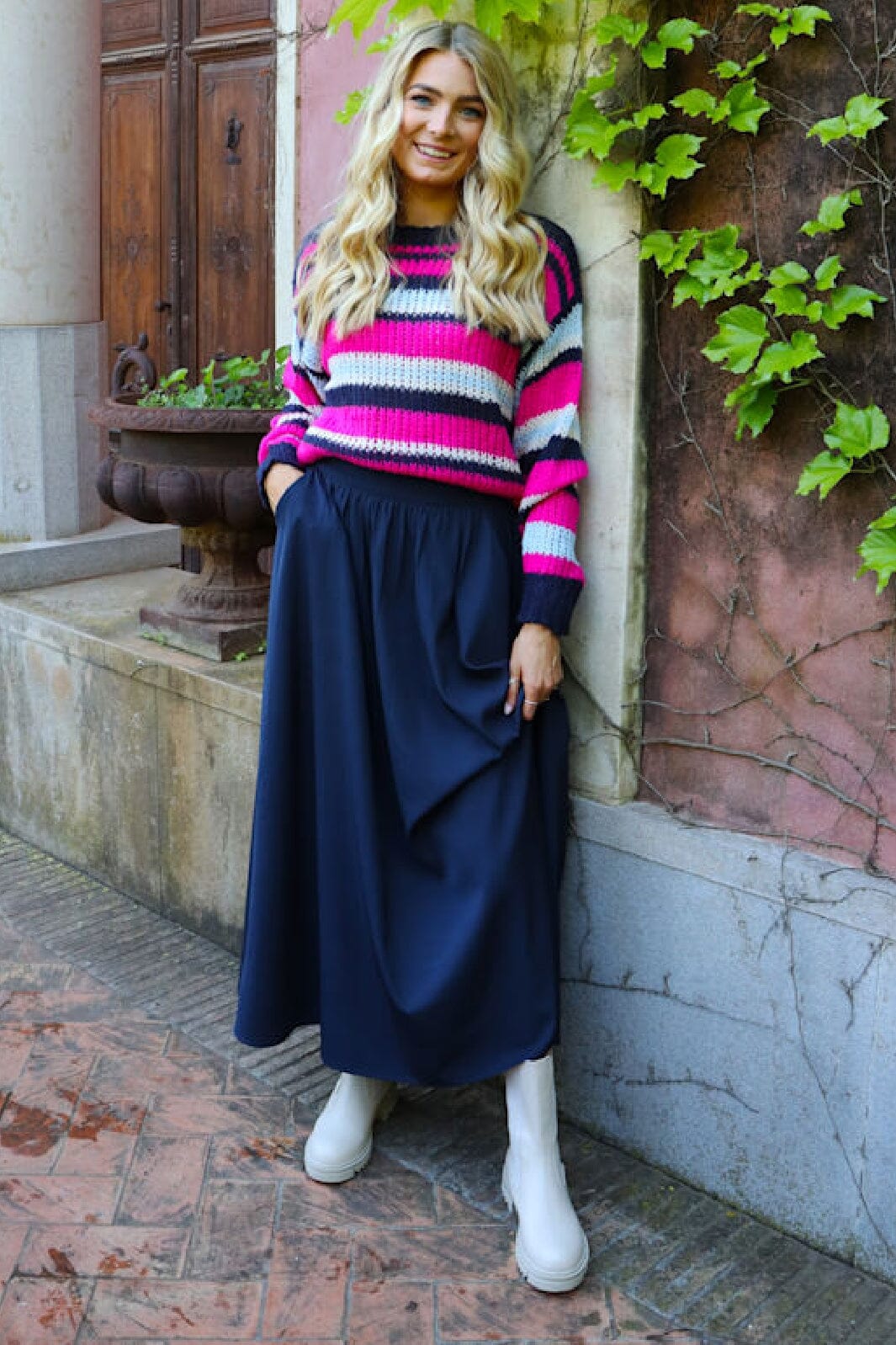 Liberte - Frede Long Skirt 22112 - Navy Nederdele