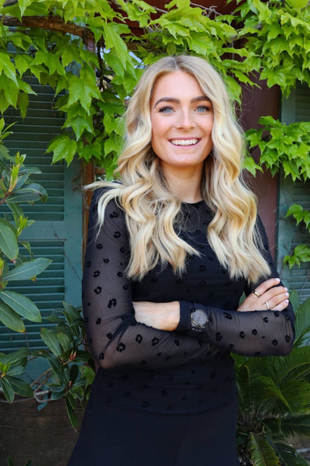 Liberte - Mesh-Ls-Tshirt 22065 - Black Flock Leo Bluser