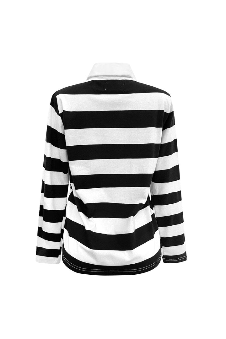 Liberte - Polo-Ls-Shirt 22145 - Black Creme Stripe