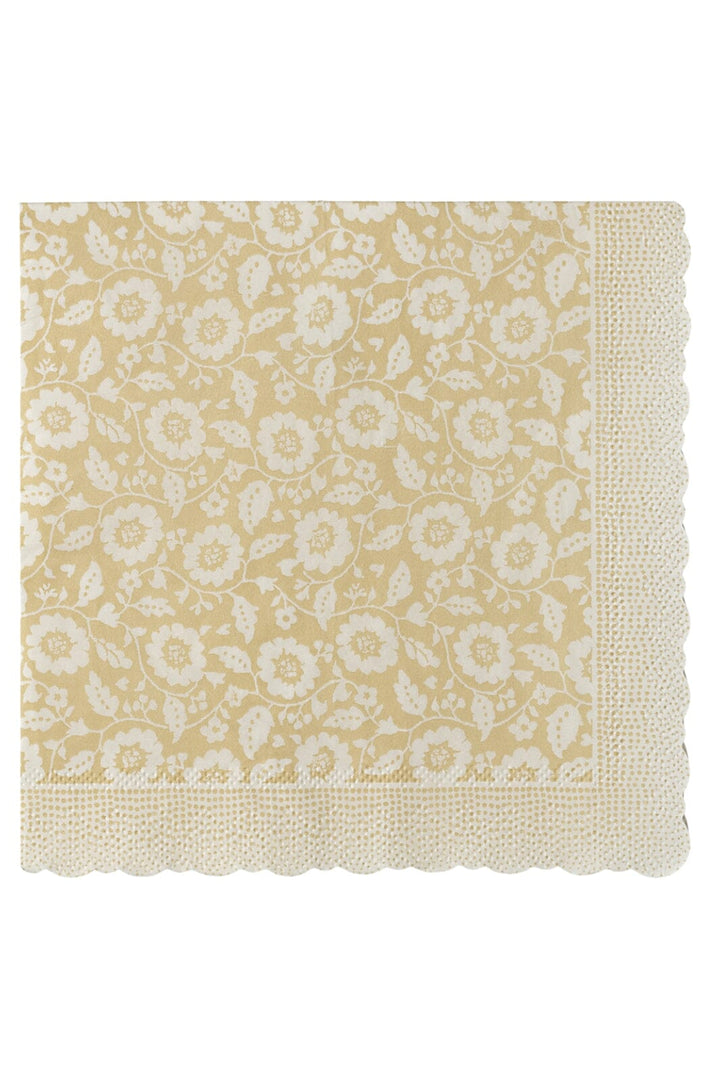 Maileg - Serviet, Blomster - Gul - 15 Cm X 15 Cm Legetøj