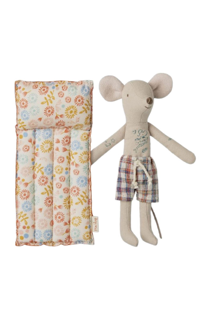Maileg - Strandmus Med Luftmadras, Far - Blomster - Mum/Dad Mouse Legetøj