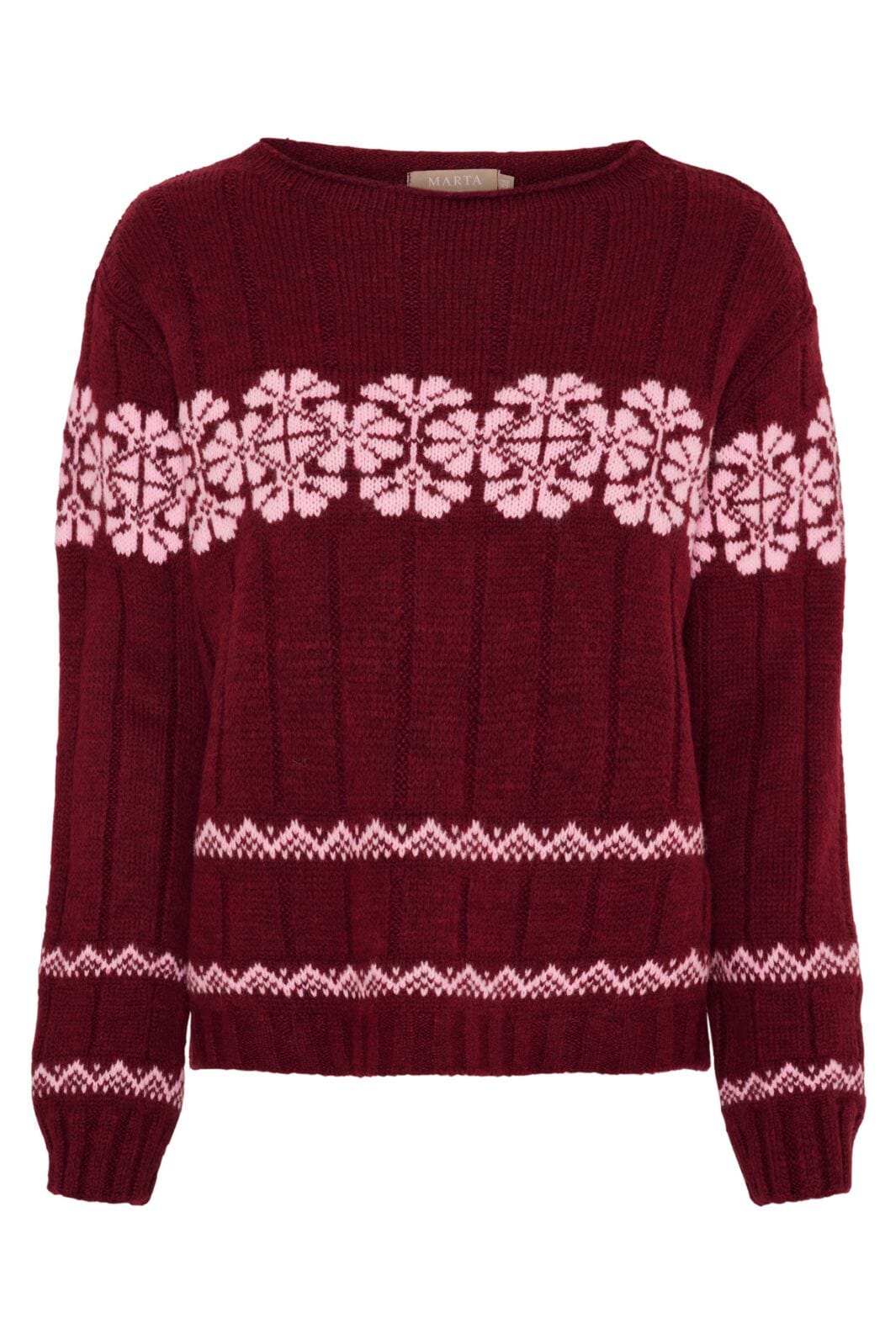 Marta Du Chateau - Mdcbruna Knit 8154 - Bordeaux/Pink Strikbluser