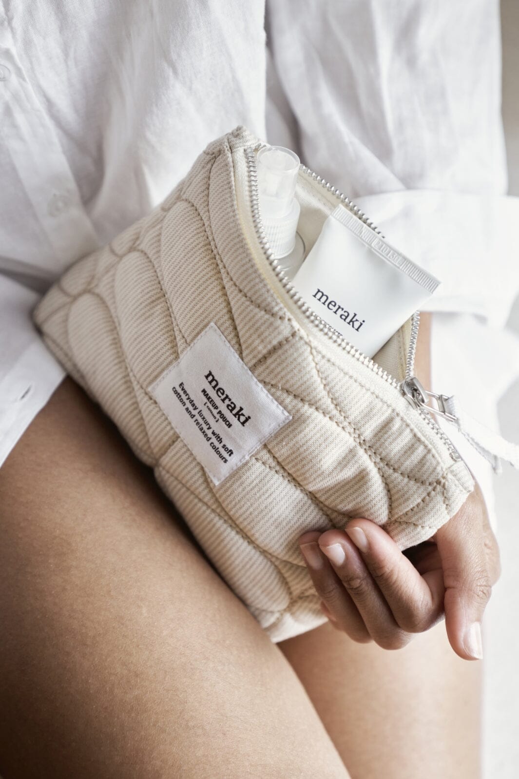 Meraki - Makeup pung, Mentha, Off white/safari - l: 19 cm, w: 2,5 cm, h: 14 cm