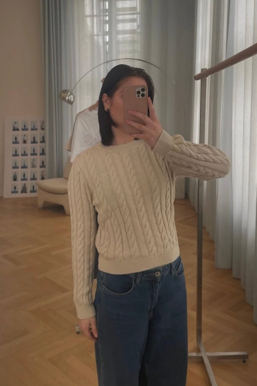 Modström - Sabremd O-Neck 58888 - 100 - Summer Sand Strikbluser