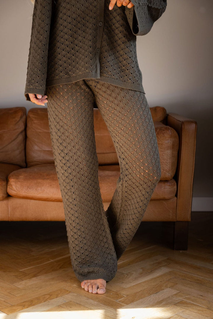 Molly&My x Julie Elgaard - Liva Knit Pants 167101 - 176 - Khaki Strikbluser