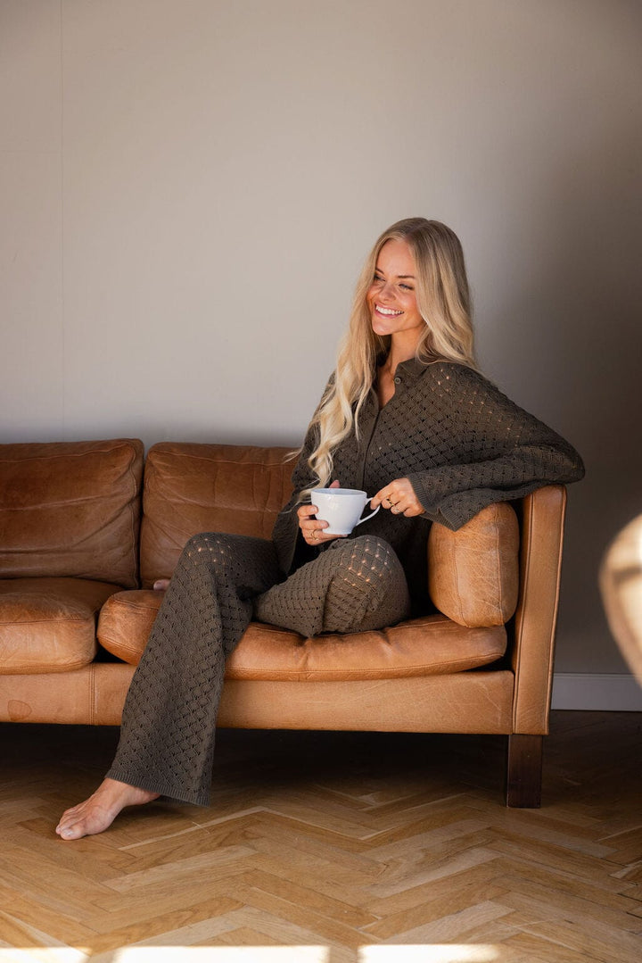 Molly&My x Julie Elgaard - Liva Knit Pants 167101 - 176 - Khaki Strikbluser