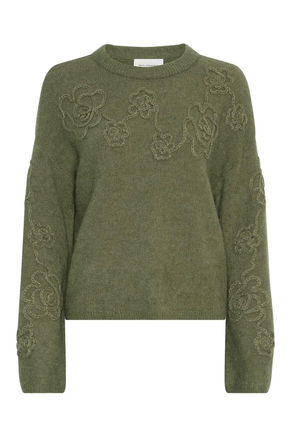 Moss Copenhagen - Mschmiabelle Hope Pullover Emb 19400 - Olivine Flower Strikbluser
