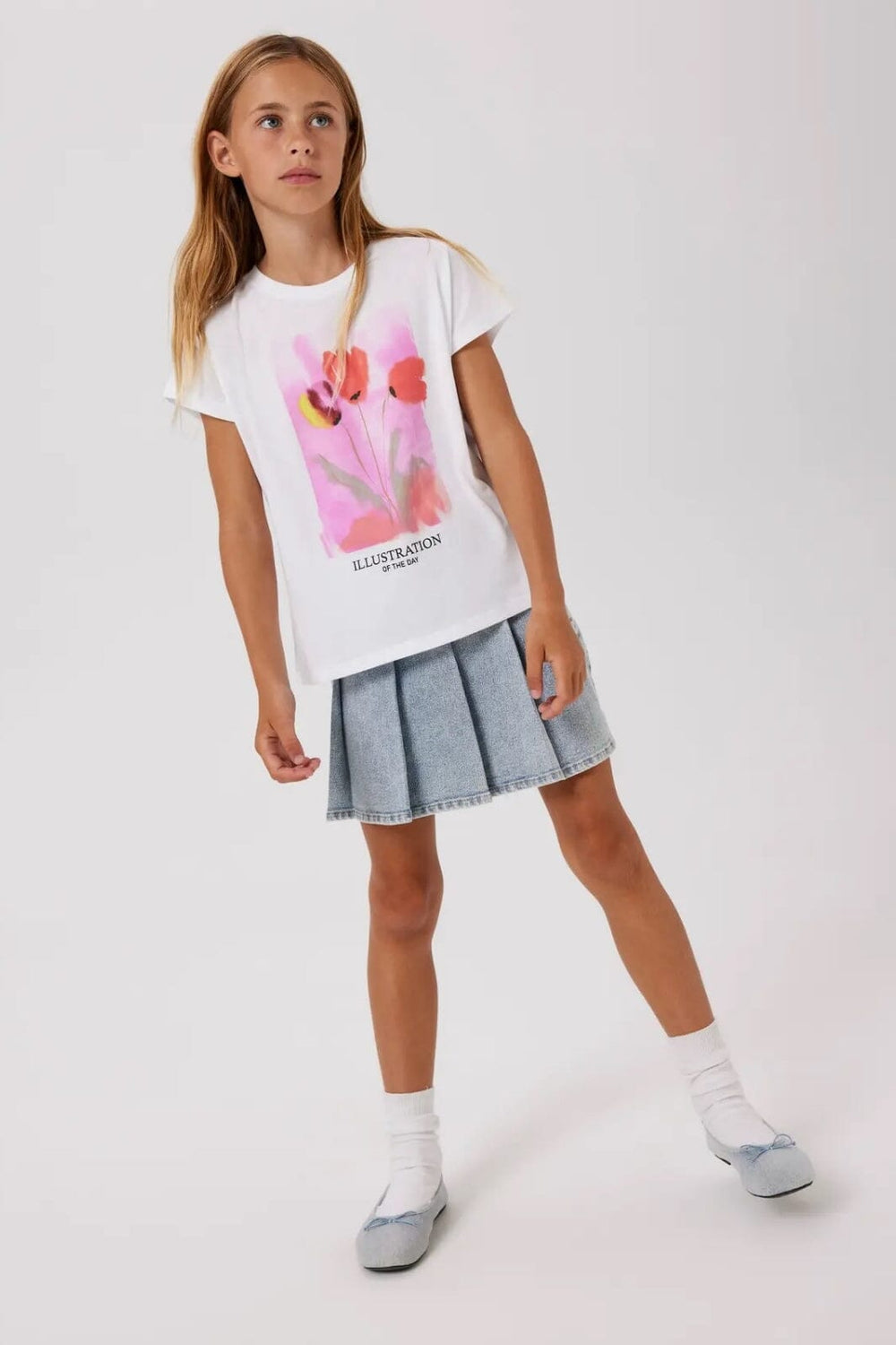 Name It - Nkfdebi Short Pleat Skirt 4064-Ft - 4764356 Light Blue Denim