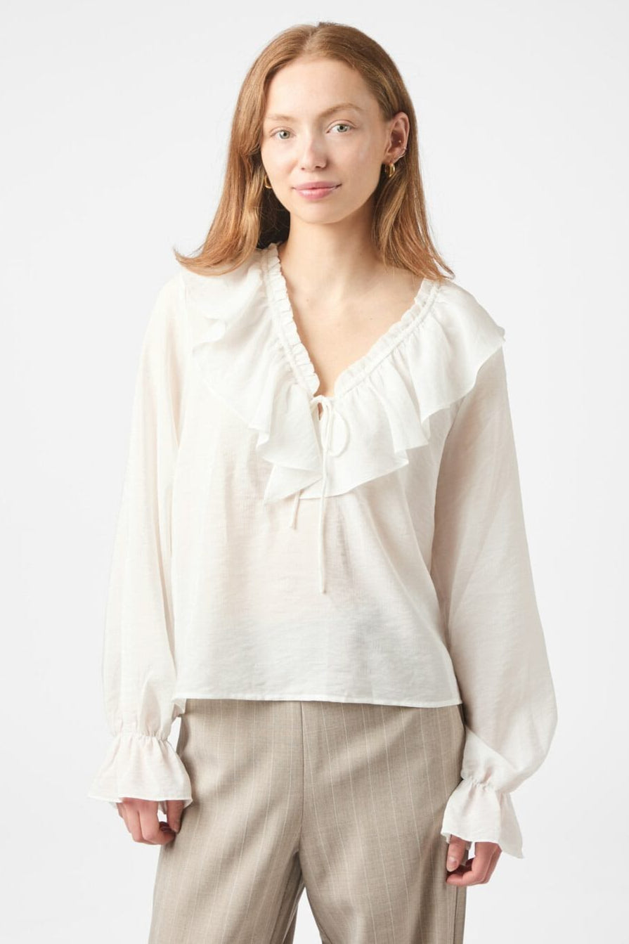 Neo Noir - Aminea Ruffle Blouse 166338 - 120 - White