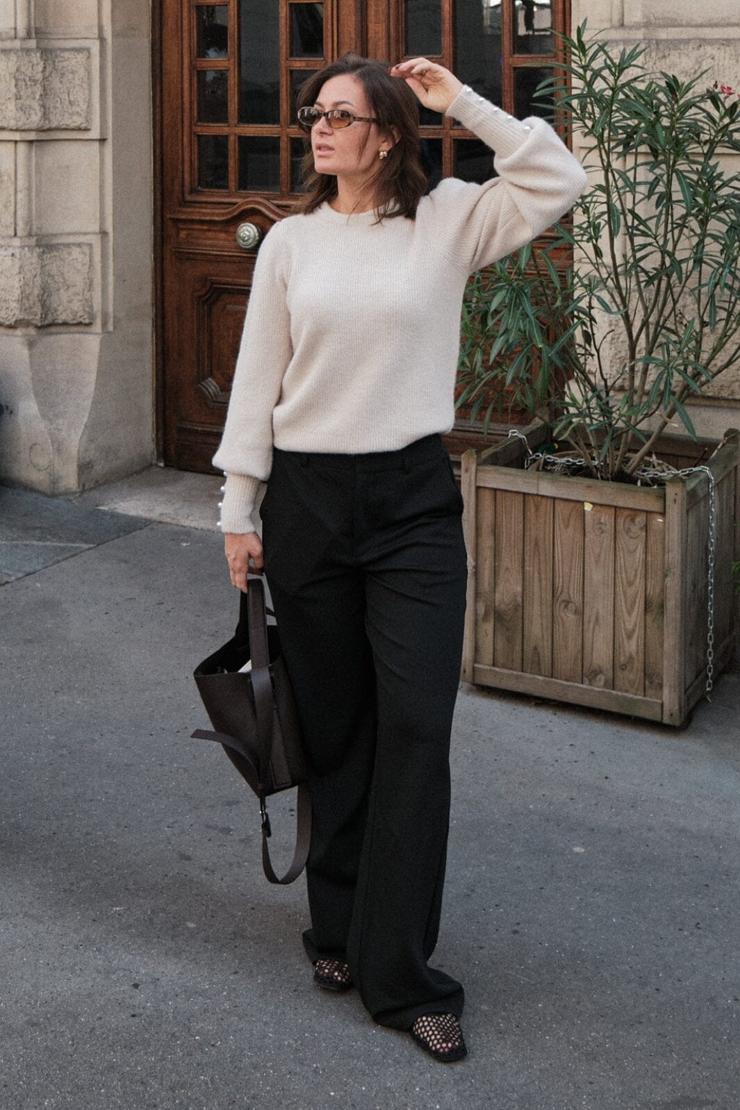 Neo Noir - Angie Knit Blouse - Ivory Strikbluser