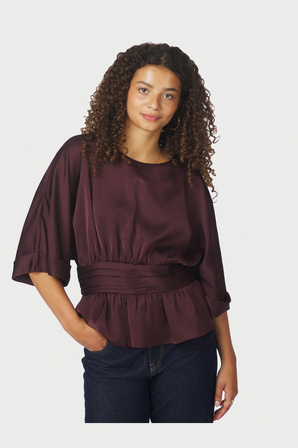 Neo Noir - Annegret Heavy Sateen Blouse 166830 - 174 - Burgundy