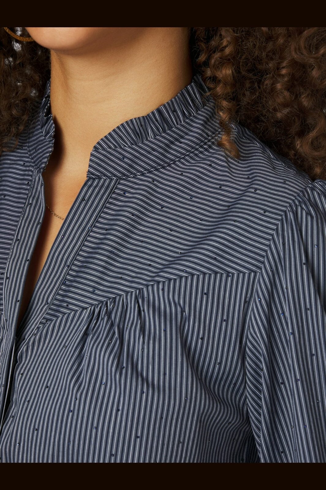 Neo Noir - Astrida Stripe Stone Blouse 167292 - 141 - Navy
