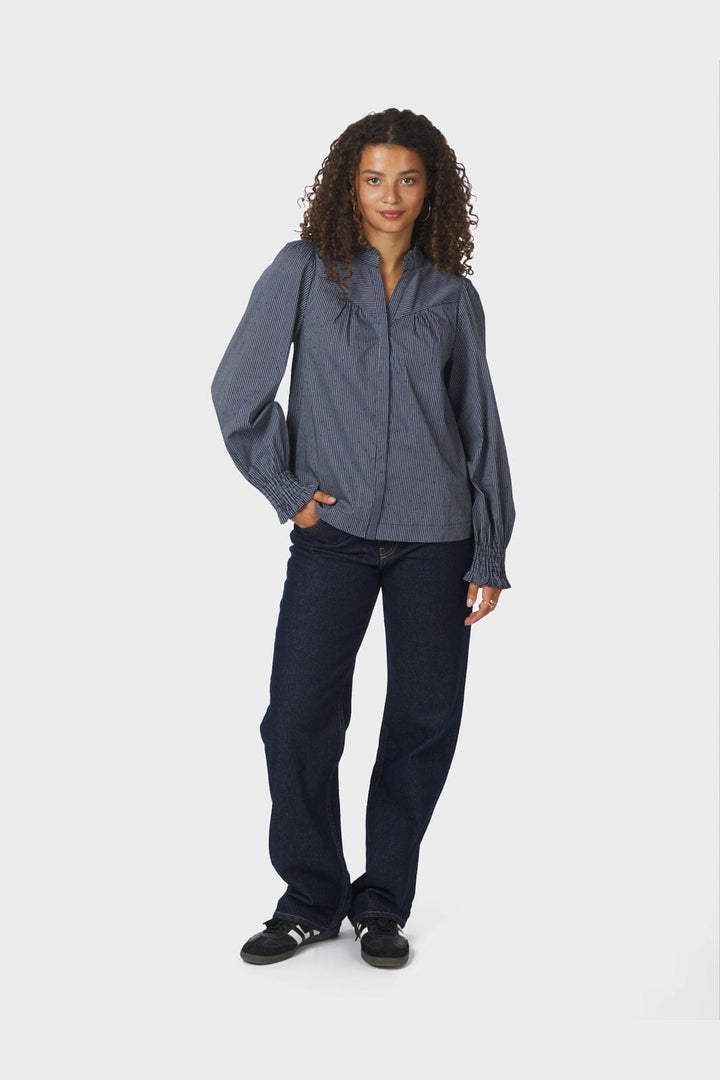 Neo Noir - Astrida Stripe Stone Blouse 167292 - 141 - Navy