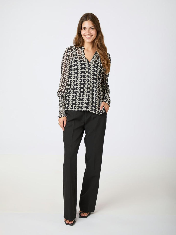 Neo Noir - Camisa Graphic Print Blouse - Black Skjorter