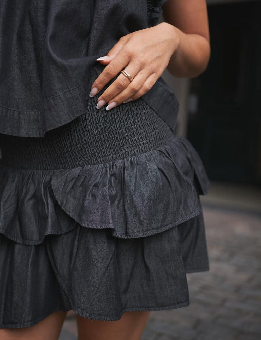 Neo Noir - Carin Denim Skirt 165090 - 100 - Black Nederdele