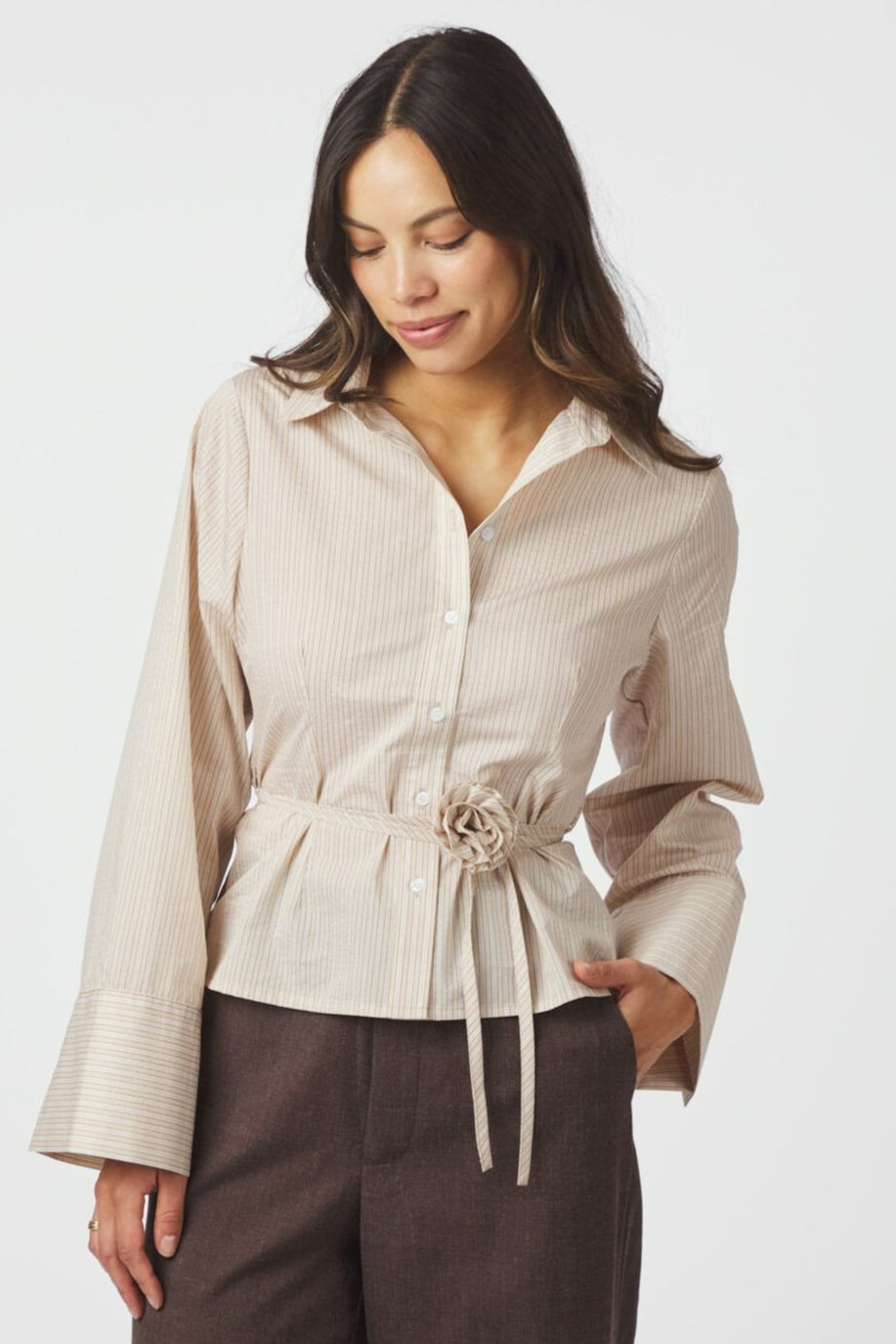 Neo Noir - Clarida Rose Stripe Shirt 166504 - 191 - Light Yellow