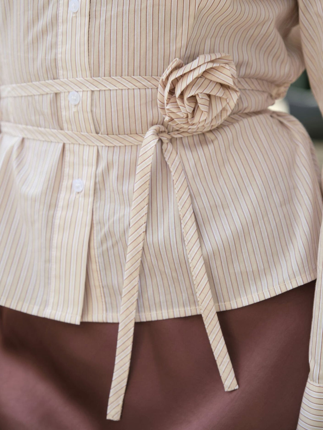 Neo Noir - Clarida Rose Stripe Shirt 166504 - 191 - Light Yellow Skjorter