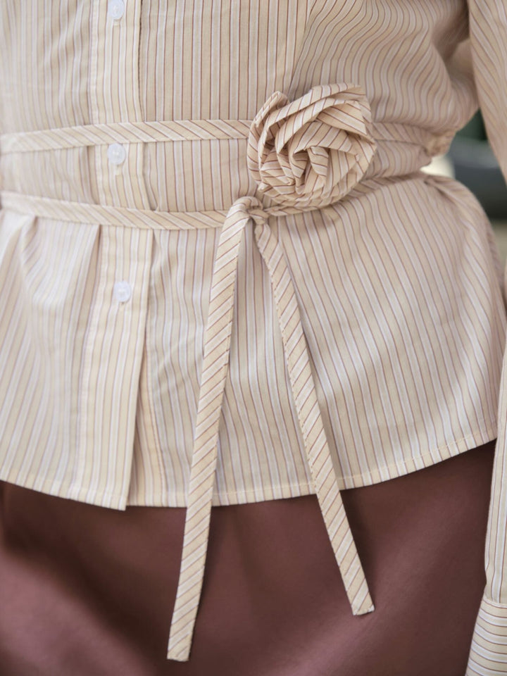 Neo Noir - Clarida Rose Stripe Shirt 166504 - 191 - Light Yellow Skjorter