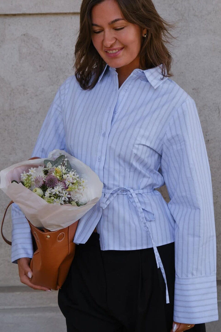 Neo Noir - Clarida Stripe Shirt 164934 - 145 - Light Blue Skjorter