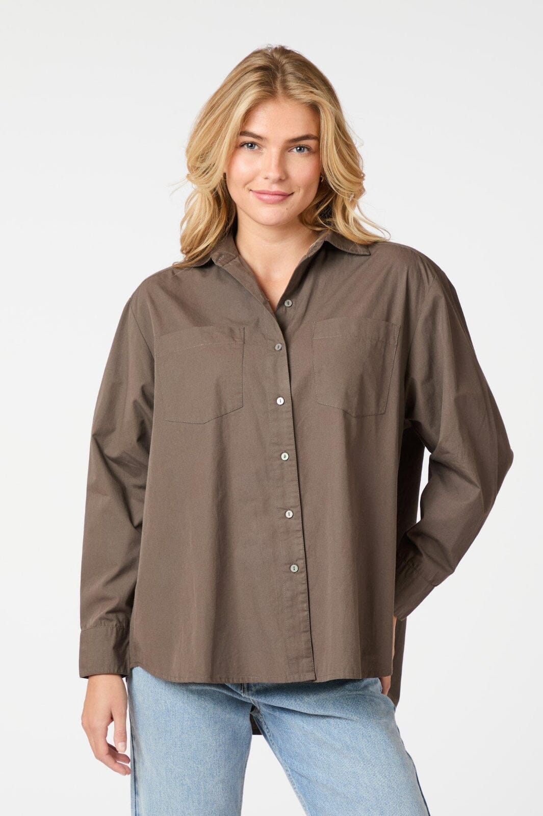 Neo Noir - Dalma C Poplin Shirt 164332 - Warm Grey