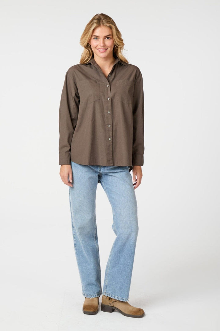 Neo Noir - Dalma C Poplin Shirt 164332 - Warm Grey