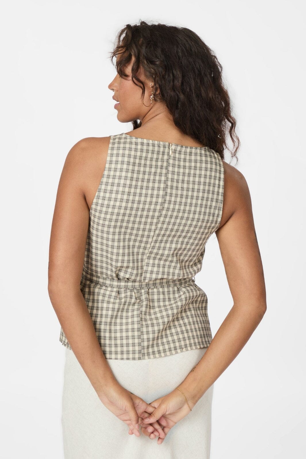 Neo Noir - Delina Check Top 165730 - 123 - Beige