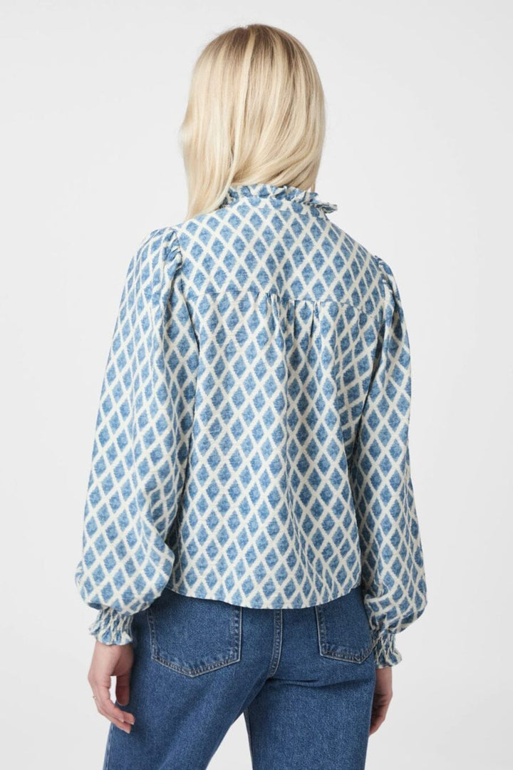 Neo Noir - Delsie Print Blouse 166222 - 407 - Smoke Blue