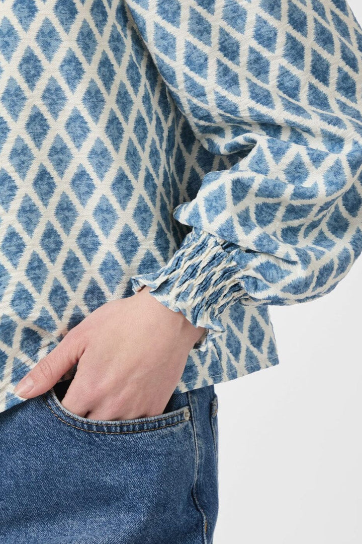 Neo Noir - Delsie Print Blouse 166222 - 407 - Smoke Blue