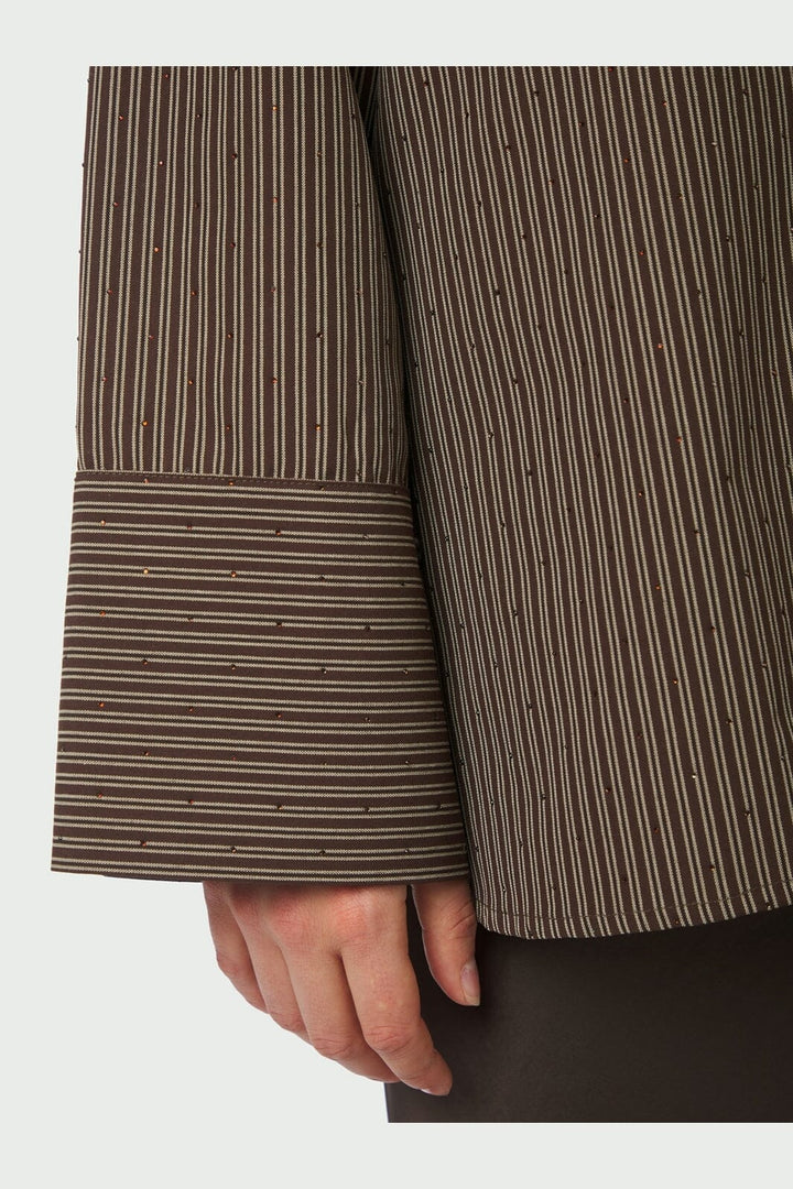 Neo Noir - Dita Striped Line Shirt 166888 - 676 - Dark Brown