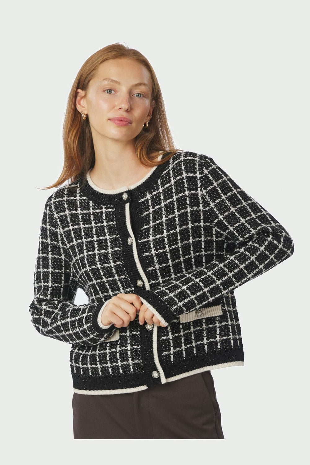 Neo Noir - Doro Stitch Knit Cardigan 164513 - 100 - Black