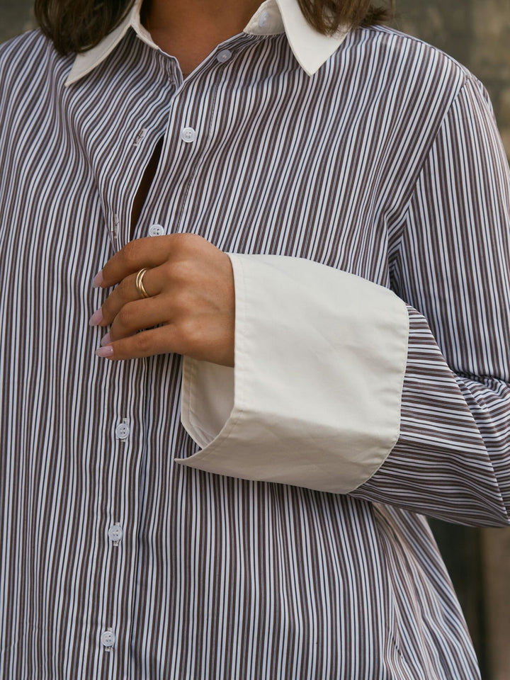 Neo Noir - Dranila Stripe Shirt 165982 - 210 - Brown Skjorter