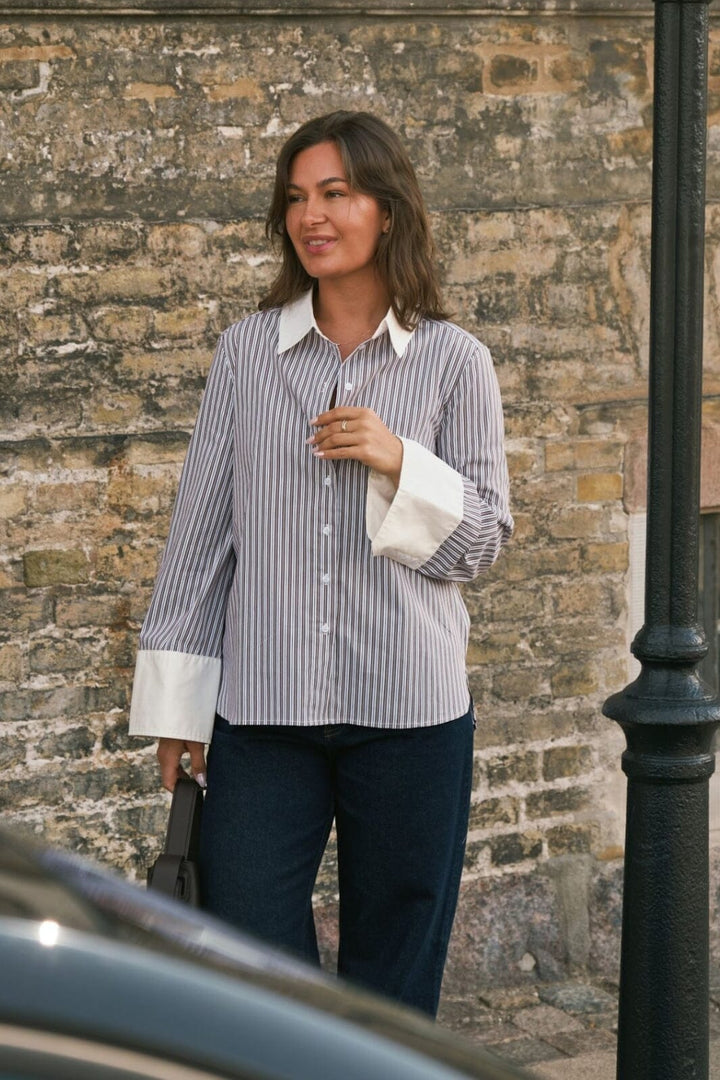 Neo Noir - Dranila Stripe Shirt 165982 - 210 - Brown Skjorter