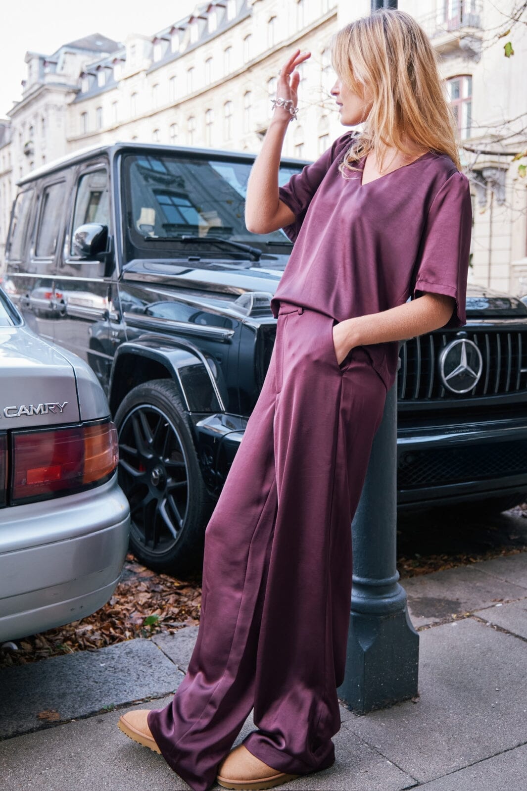 Neo Noir - Emmett Heavy Sateen Pants 164136 - Burgundy Bukser