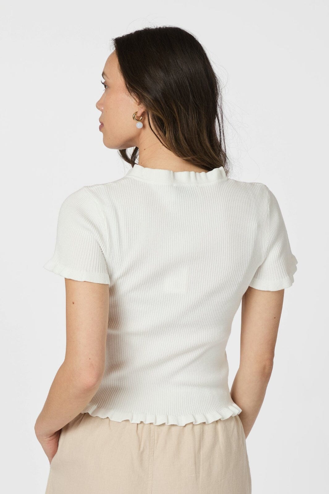 Neo Noir - Esla Frill Knit Tee 164432 - 121 - Off White