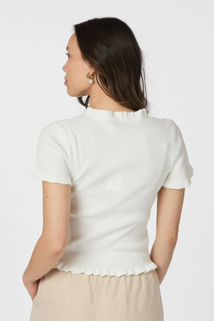Neo Noir - Esla Frill Knit Tee 164432 - 121 - Off White