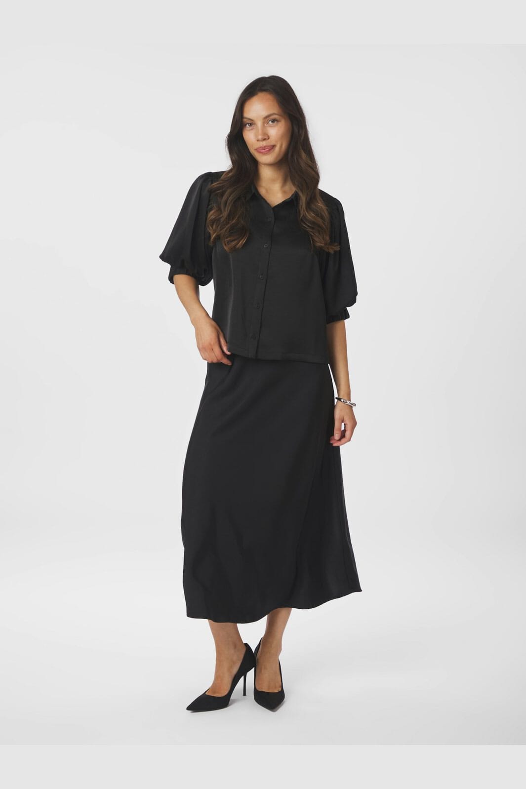 Neo Noir - Etta Heavy Sateen Shirt 167036 - 100 - Black