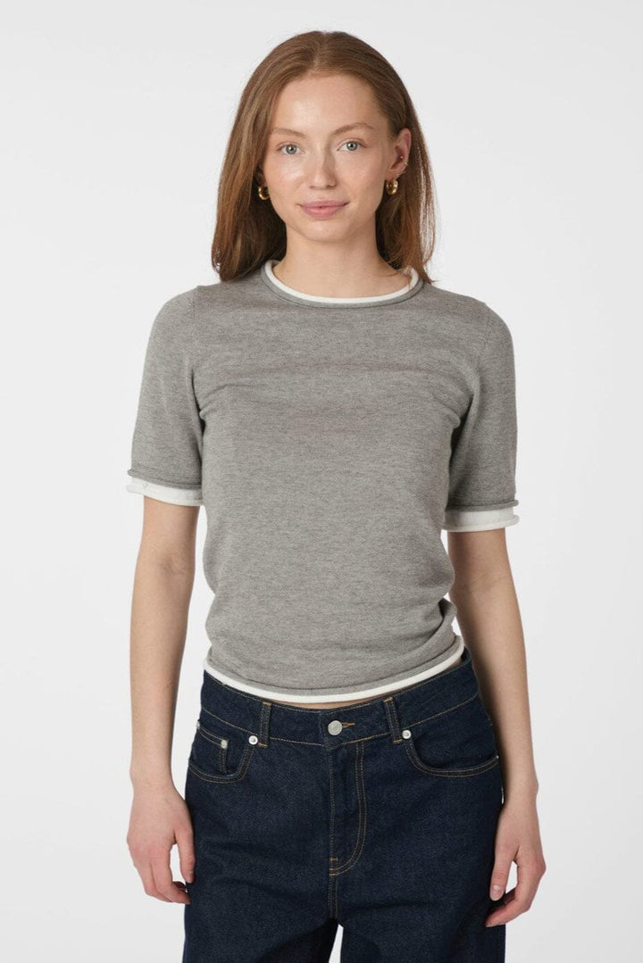 Neo Noir - Fauna Double Knit Tee 166372 - 103 - Light Grey Melange