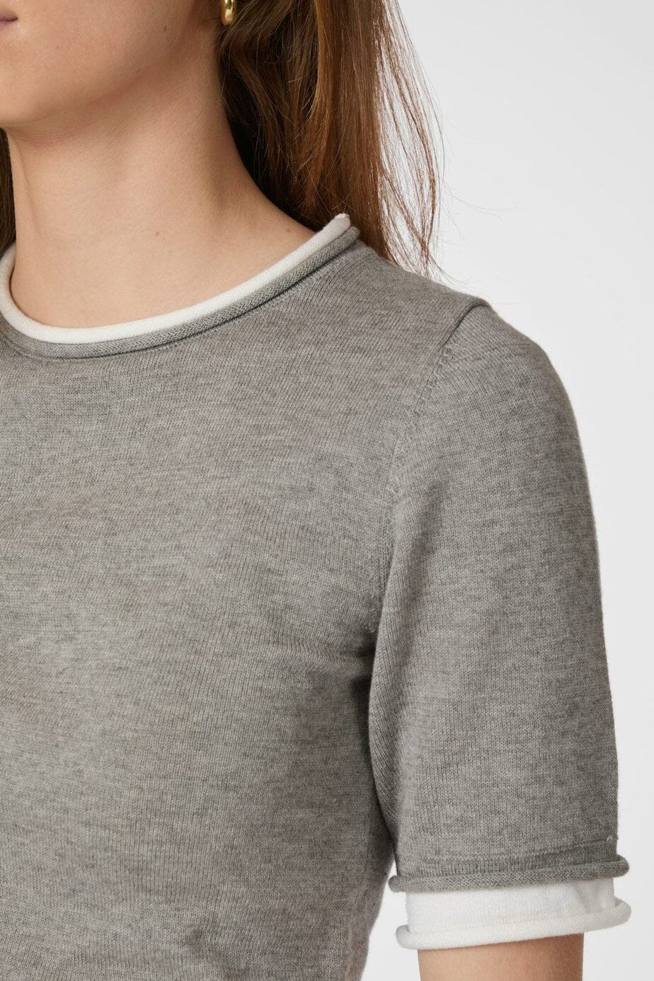 Neo Noir - Fauna Double Knit Tee 166372 - 103 - Light Grey Melange