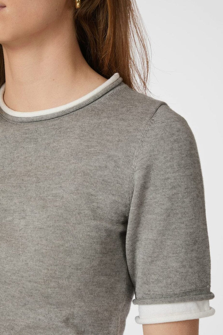 Neo Noir - Fauna Double Knit Tee 166372 - 103 - Light Grey Melange