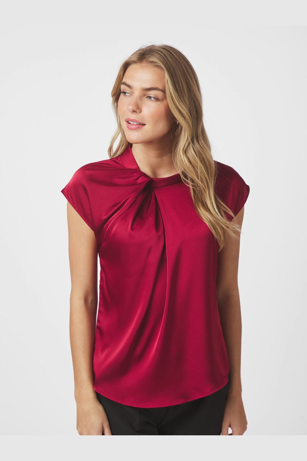 Neo Noir - Fleur Drapy Satin Blouse 160990 - 682 - Wine