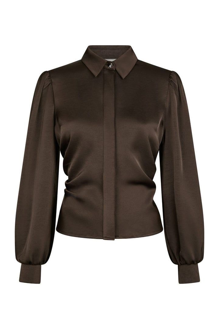 Neo Noir - Fransala Heavy Sateen Shirt 166635 - 676 - Dark Brown