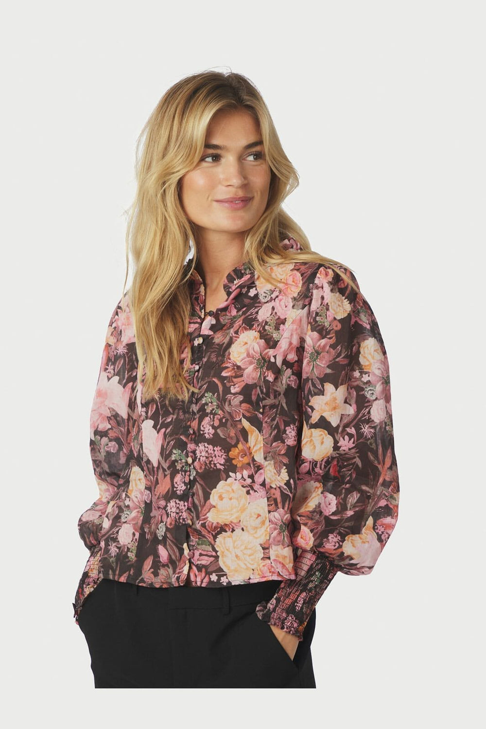 Neo Noir - Gilda Big Flower Blouse 166925 - 100 - Black