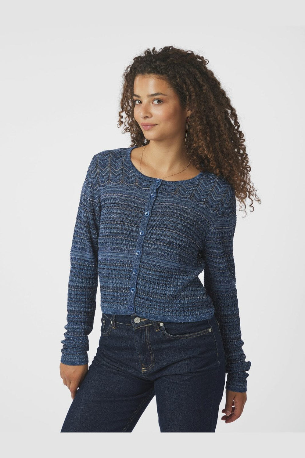 Neo Noir - Gini Chevron Knit Cardigan 166461 - 141 - Navy