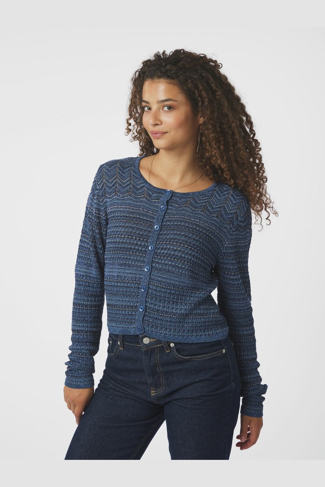 Neo Noir - Gini Chevron Knit Cardigan 166461 - 141 - Navy