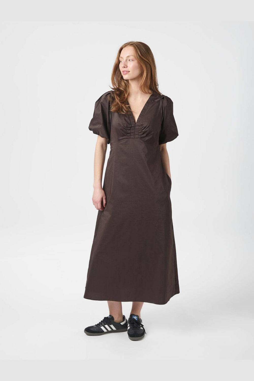 Neo Noir - Illana Poplin Dress 160660 - 584 - Chocolate Brown