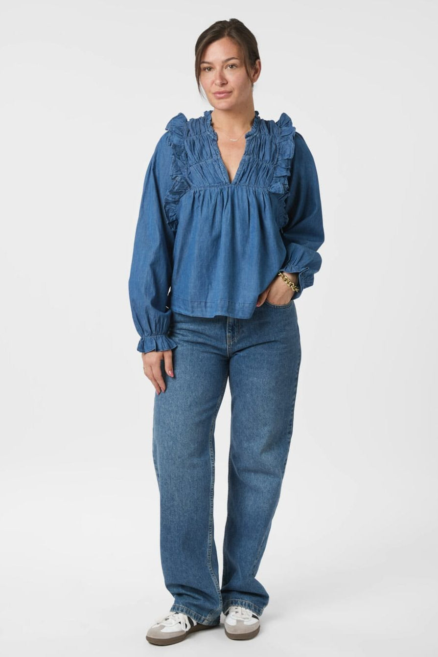 Neo Noir - Janis Denim Blouse 166664 - 140 - Blue